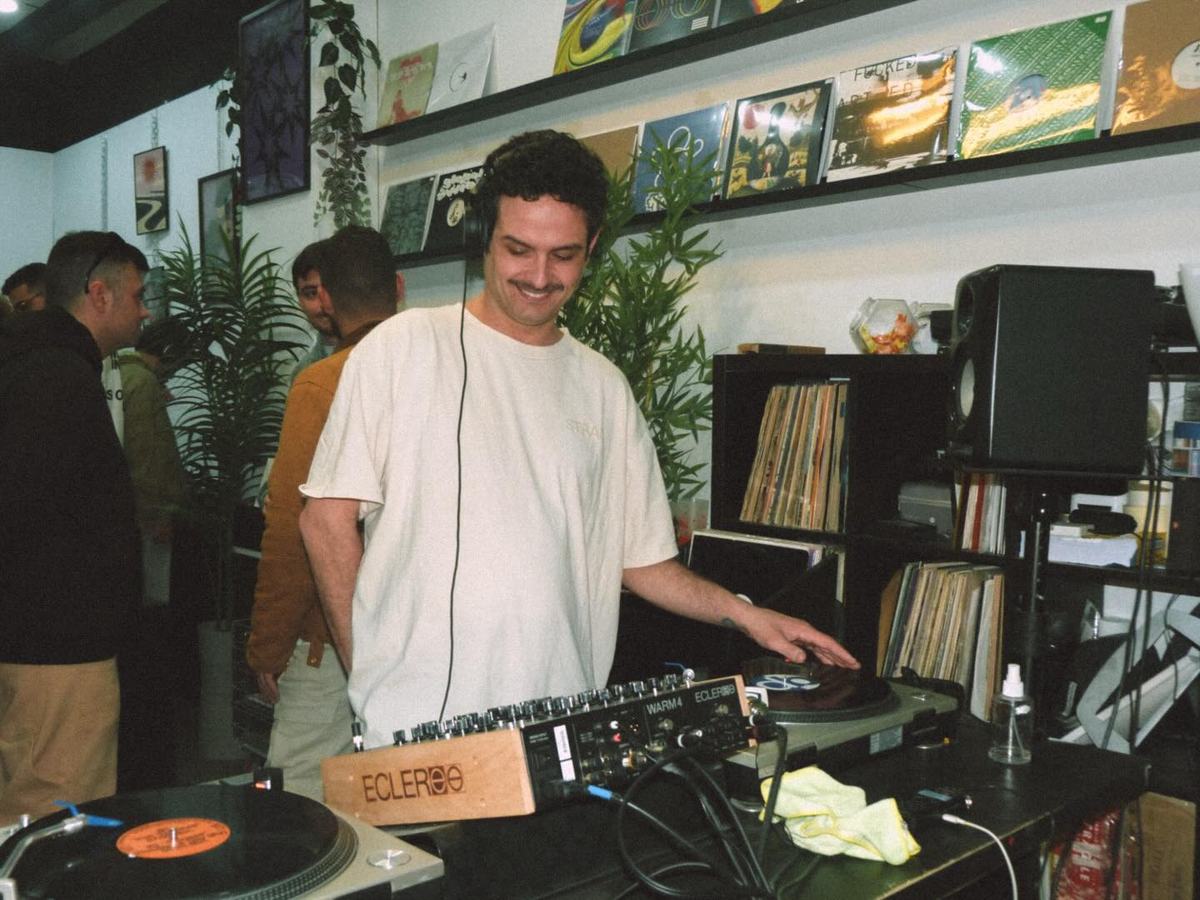 DJ in a record store